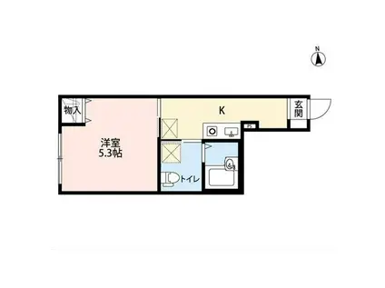 ジュネ谷中(1K/3階)の間取り写真