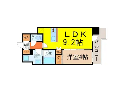 エスティメゾン東別院(1LDK/7階)の間取り写真