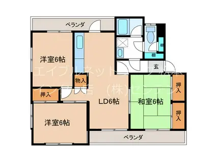 ジュネス松島(3LDK/1階)の間取り写真