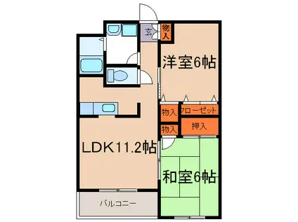 グリーンヴィラIII(2LDK/1階)の間取り写真