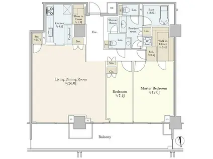 パークマンション三田綱町ザフォレスト(2LDK/8階)の間取り写真