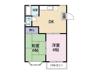 メゾン若狭(2DK/1階)の間取り写真