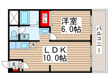 ツイン・コートE(1LDK/6階)の間取り写真