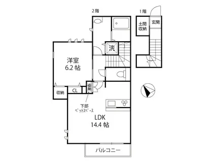 OLD BOND ST(1LDK/2階)の間取り写真