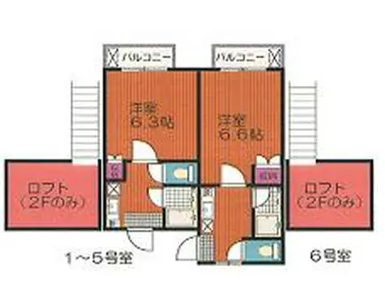 アーベイン和白(1K/2階)の間取り写真