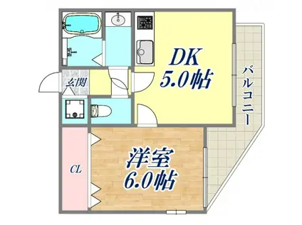 アイビーヒルズ武庫之荘(1DK/2階)の間取り写真