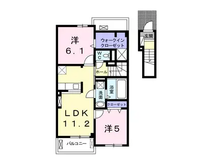 グランド ソレイユ SHIZU(2LDK/2階)の間取り写真