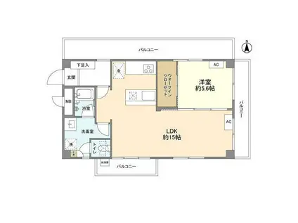 国都マンション四谷(1LDK/5階)の間取り写真