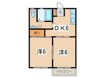 MSヴィラ(2DK/2階)の間取り写真