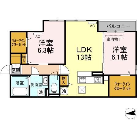 リリックガーデン(2LDK/1階)の間取り写真