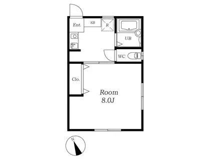 上四ハミングハウス(1K/2階)の間取り写真