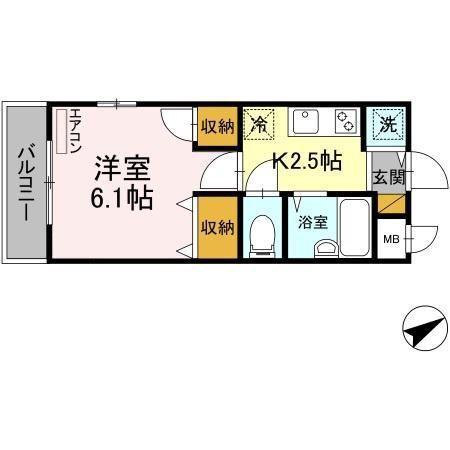 ラグーン舞浜(1K/4階)の間取り写真