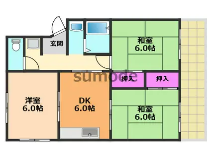 LEGALMAISON津之江II(3DK/2階)の間取り写真