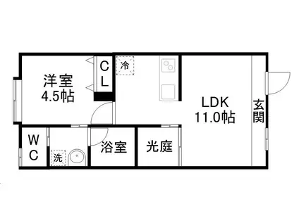 LAND新田東(1LDK/2階)の間取り写真