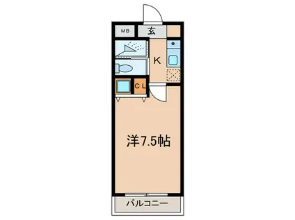 クレール尾山台(1K/2階)の間取り写真