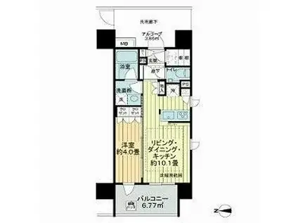 クレヴィア森下駅前(1LDK/6階)の間取り写真