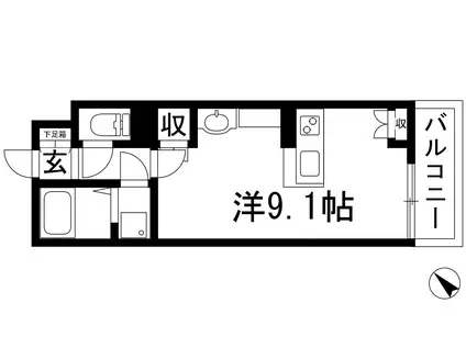 レオネクストサニーテラス石橋(ワンルーム/1階)の間取り写真