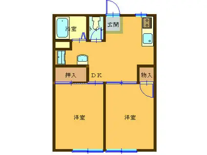 さくらレジデンス石下 B棟(2DK/3階)の間取り写真