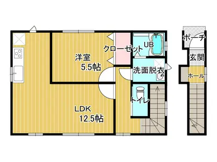 ジャルダン沢田(1LDK/2階)の間取り写真