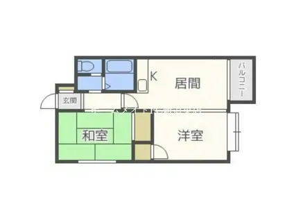 アミューズメントハイツ(2DK/1階)の間取り写真