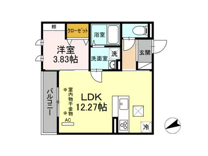 D-ROOMT.MII(1LDK/2階)の間取り写真