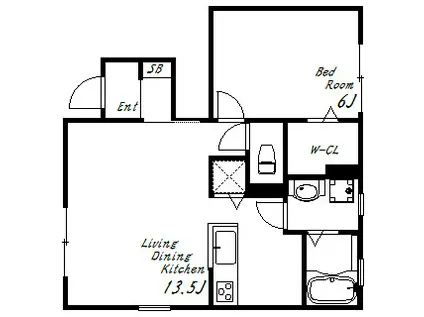グランディール B(1LDK/1階)の間取り写真