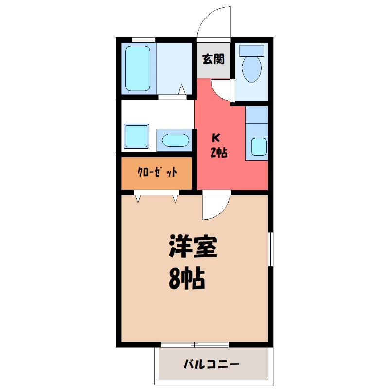 アメニティ(1K/2階)の間取り写真