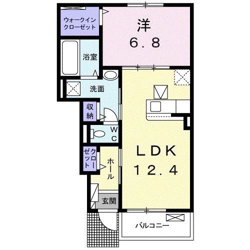 アリーヴィオ(1LDK/1階)の間取り写真
