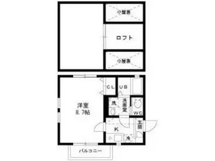 ビアンカ東金町D棟(1K/2階)の間取り写真