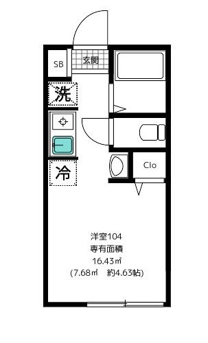 LAVIDABELLA横浜白楽(ワンルーム/1階)の間取り写真