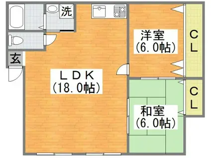 プロスパー松崎(2LDK/3階)の間取り写真