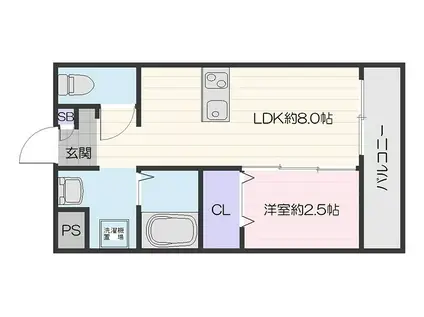 リアコート阪大前(1LDK/4階)の間取り写真
