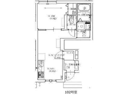セレーノ祐天寺(1LDK/1階)の間取り写真