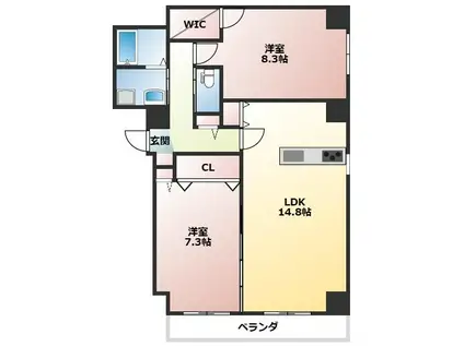 ピュア西小串(2LDK/1階)の間取り写真