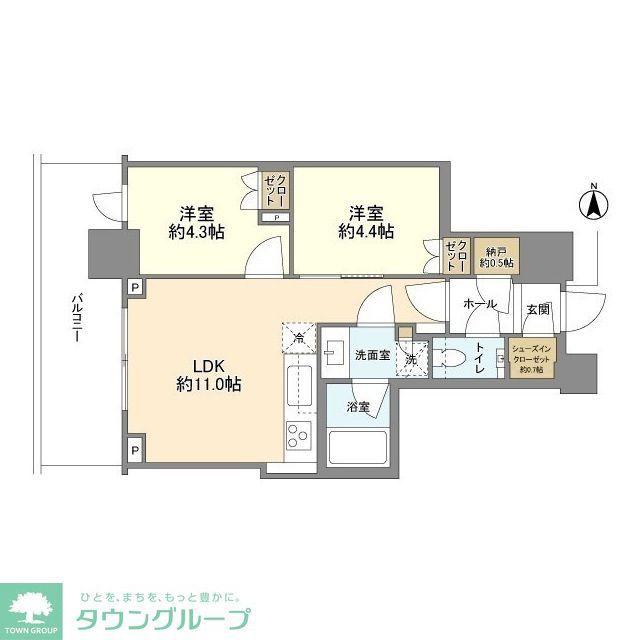 パークシティ中野ザタワー ブリーズ(2LDK/10階)の間取り写真