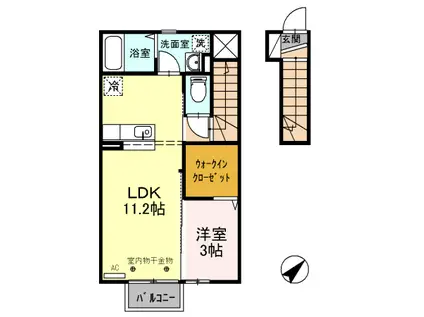 いわて銀河鉄道線 厨川駅 徒歩16分 2階建 築13年(1LDK/2階)の間取り写真