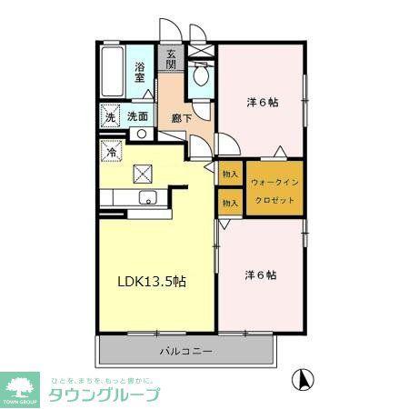 ロイヤルガーデンII(2LDK/1階)の間取り写真