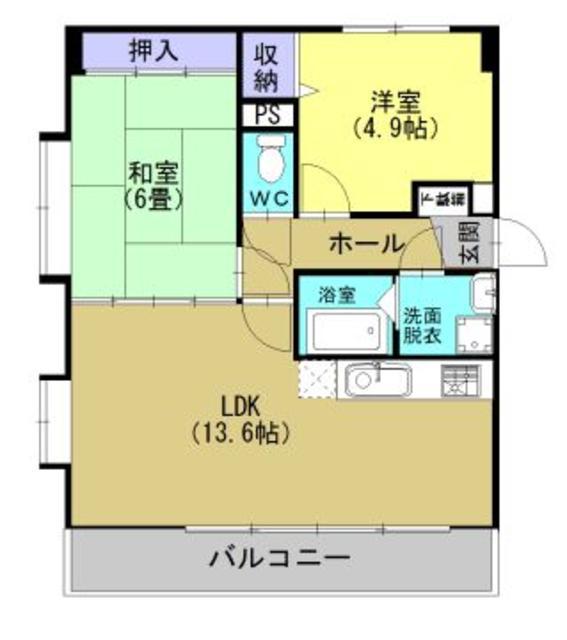 ヒーラック(2LDK/2階)の間取り写真