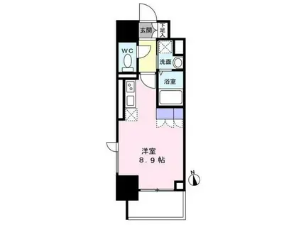 渡幸ベルメゾン五橋(ワンルーム/9階)の間取り写真