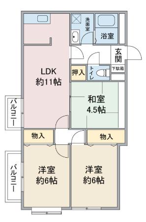 コートグランディア一ツ家(3LDK/4階)の間取り写真
