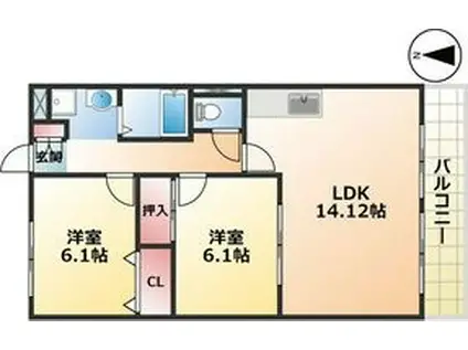 ハイツ ガーデン(2LDK/3階)の間取り写真