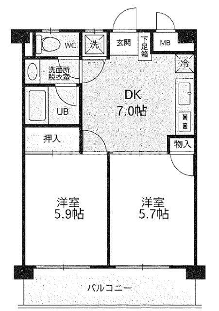 Tブランシェ(2DK/3階)の間取り写真