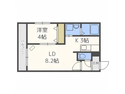 RS3-2(1LDK/4階)の間取り写真