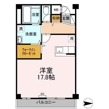 バンガーデン(ワンルーム/3階)の間取り写真