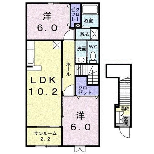 パークサイドカレートC(2LDK/2階)の間取り写真
