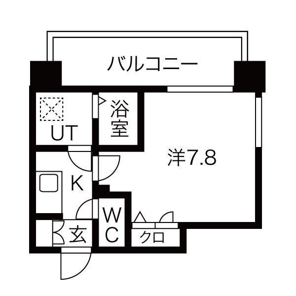 メイクス矢場町II(1K/8階)の間取り写真