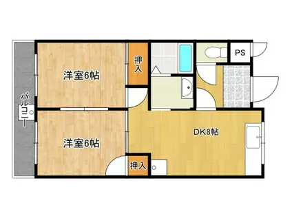 アメニティあひる(2DK/4階)の間取り写真