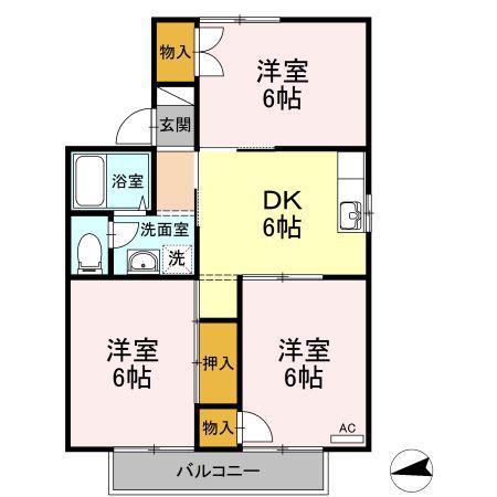 セジュール高島(3DK/2階)の間取り写真