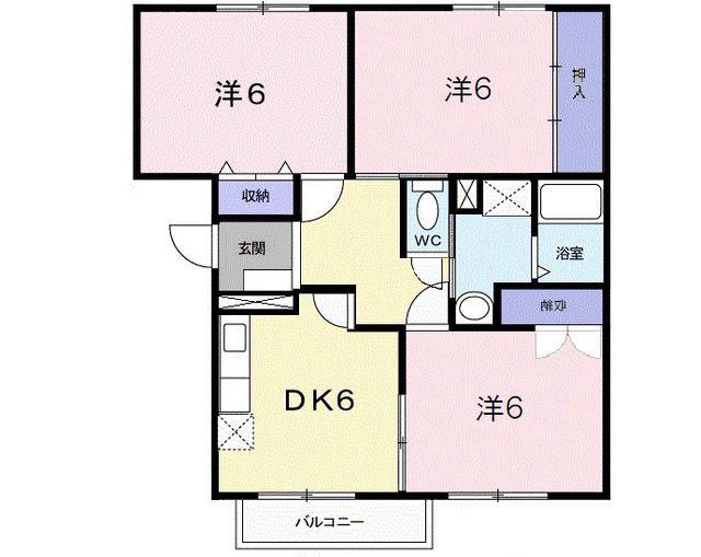 キャッスルニューエルII(3DK/2階)の間取り写真