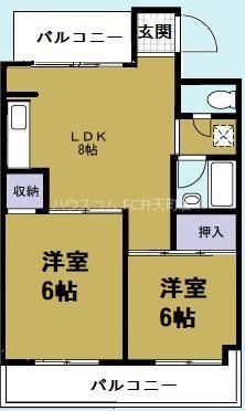 サンハイム星場(2LDK/3階)の間取り写真